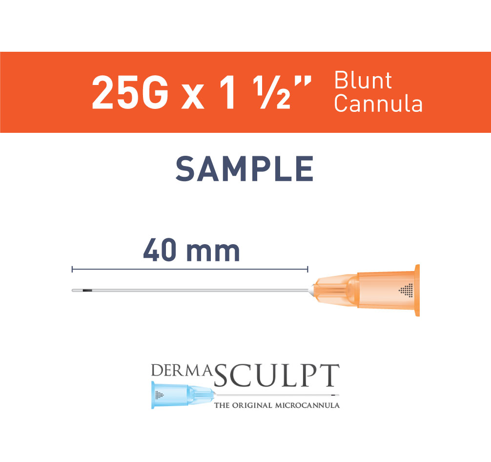 Single DermaSculpt blunt Cannula of 25 gauge by 1.5 inches