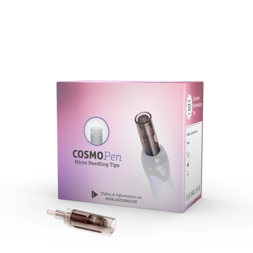 CosmoPen tips box with a microneedling cartridge in front of it
