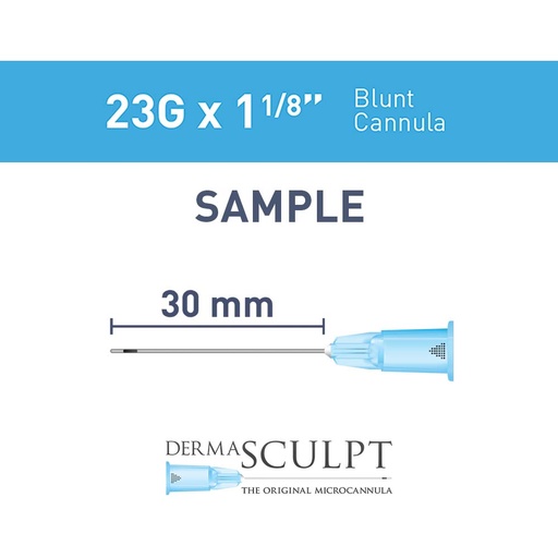 Single DermaSculpt blunt Cannula of 23 gauge by 1.125 inches
